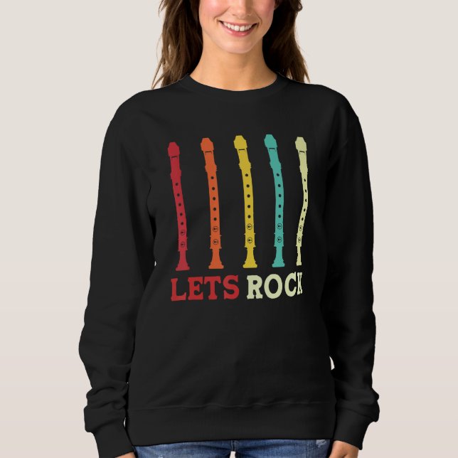 recorder player lets rock funny retro t shirt (Framsida)