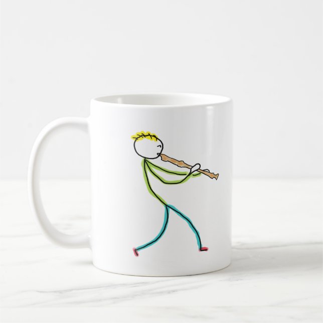 Recorder Playing Stickman Kaffemugg (Vänster)