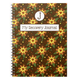 Recovery Journal Brown & Guld Blommigt bärbar dato Anteckningsbok