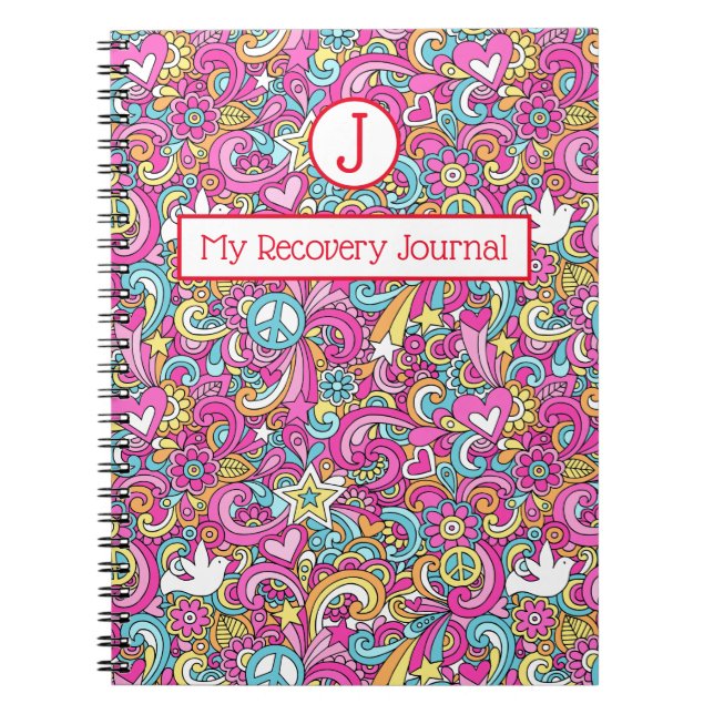 Recovery Journal Peace & Kärlek bärbar dator Anteckningsbok (Framsidan)