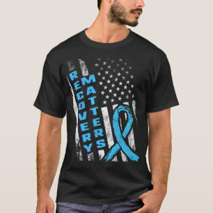 Recovery Matters, USA American Flagga, Blue Ribbon T Shirt