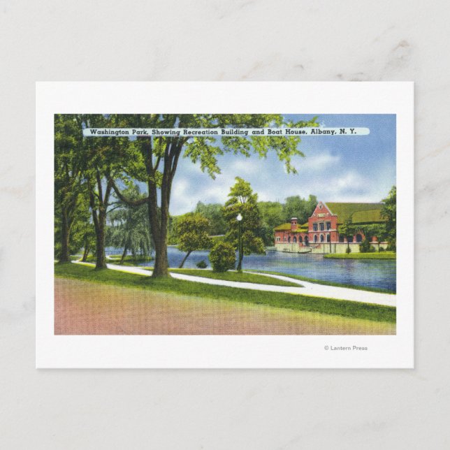 Recreation Bldg & Boathouse Vykort (Framsida)