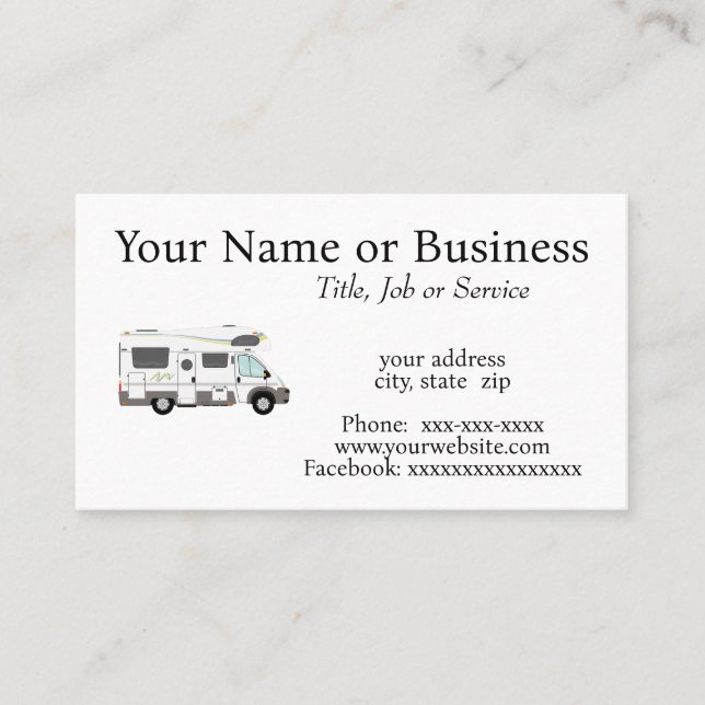 Recreational Fordon Visitkort (Framsida)