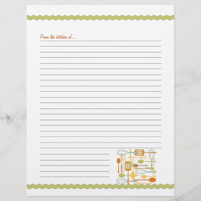 Recro Kitchen Cooking Utensils Recipe Pages (Framsida)