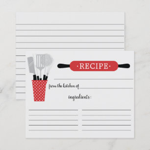 Recro Red Rolling Pin Kitchen Verktyg Recept Card