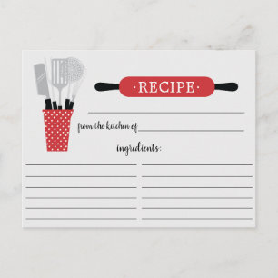 Recro Red Rolling Pin Kitchen Verktyg Recept Card Vykort