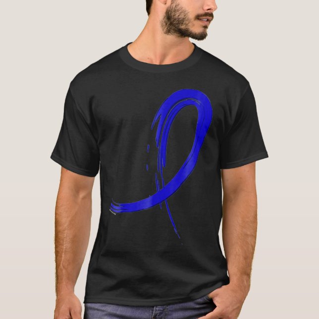 Rectal Cancer Blue Graffiti Ribbon T Shirt (Framsida)
