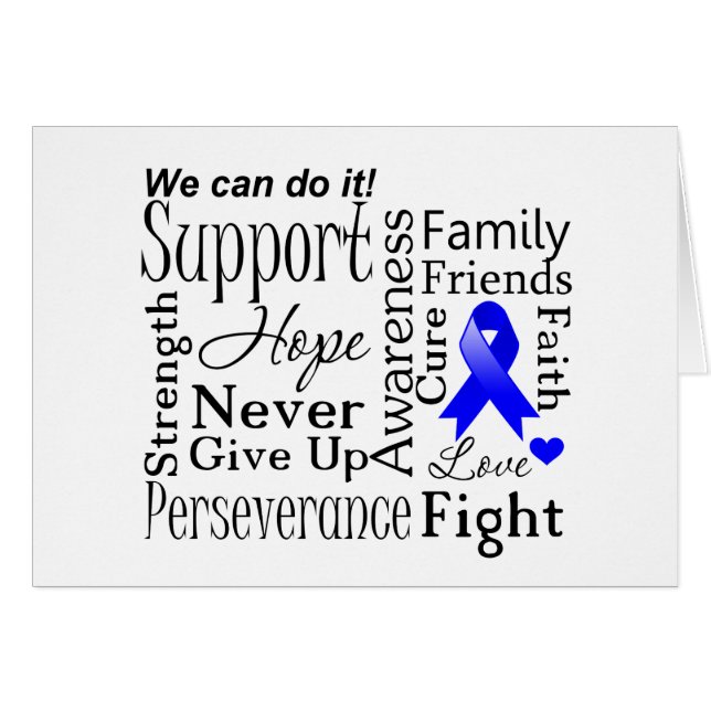 Rectal Cancer Stödjande Ord Hälsningskort (Framsidan Horizontal)