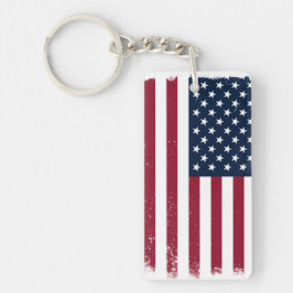 Rectangle Acrylic American Flagga ThLED Keychain