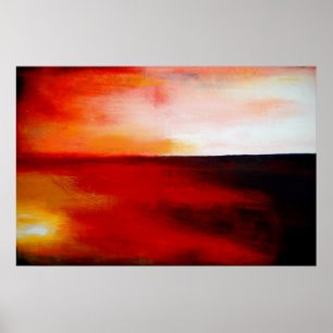 Rectangle Art-utskrift för vågrät röd Abstrakt Pos Poster