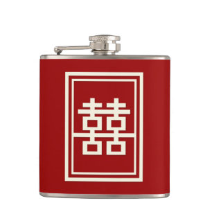 Rectangle Dubbla Happiness Classic Chinese Bröllop Fickplunta
