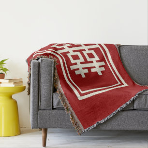 Rectangle Dubbla Happiness Classic Chinese Bröllop Mysfilt