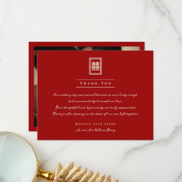 Rectangle Dubbla Happiness Classic Chinese Bröllop Tack Kort