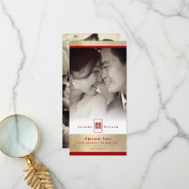 Rectangle Dubbla Happity Chinese Bröllop Photo Tack Kort