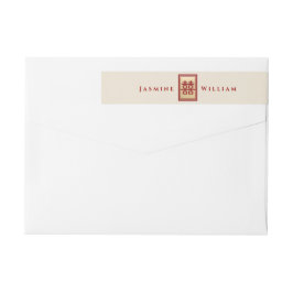 Rectangle Dubbla Happity Guld kinesisk Bröllop Etikettband