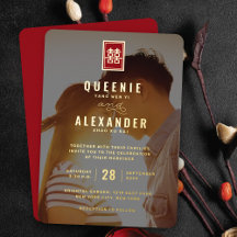 Rectangle Dubbla Happity Photo Chinese Bröllop