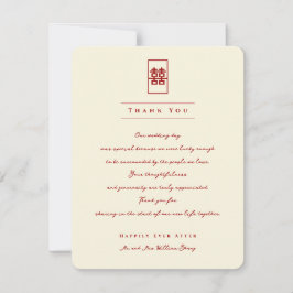 Rectangle Dubbla Happity Photo Chinese Bröllop T Tack Kort