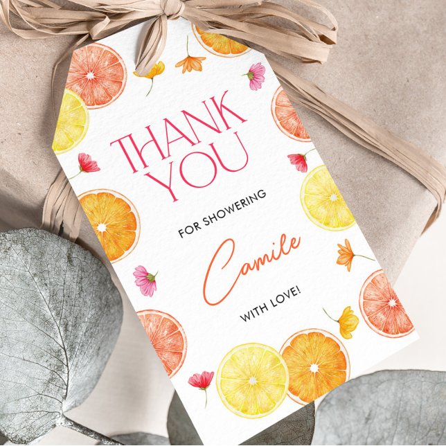 Rectangle-förmån för Citrus-Möhippa för huvudkök Presentetikett (Citrus Bridal Shower Favor Tag | Matching items available.)