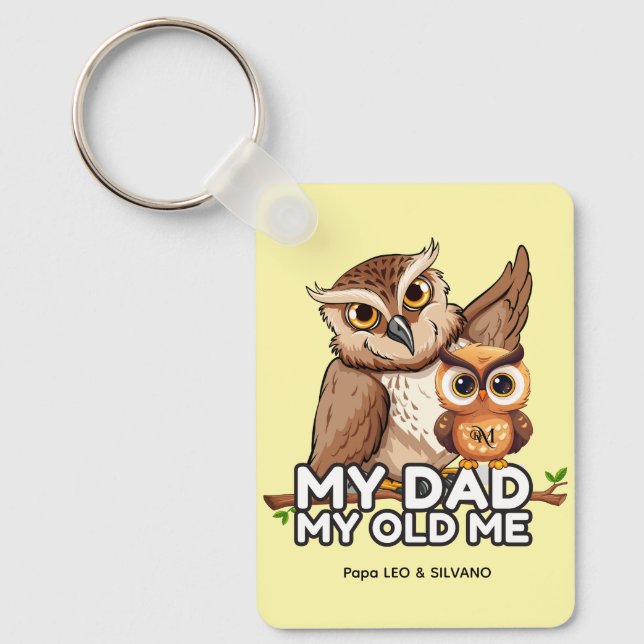 Rectangle Keychain : My Pappa My Old Me (gult) Nyckelring (Framsida)