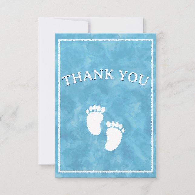 Rectangmallen Blue Watercolor Baby Shower Rectangl Tack Kort (Framsida)