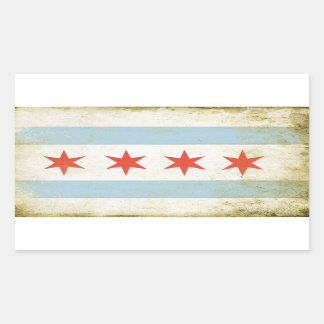 Rectangular Sticker med Distress Chicago Flagga P Rektangulärt Klistermärke
