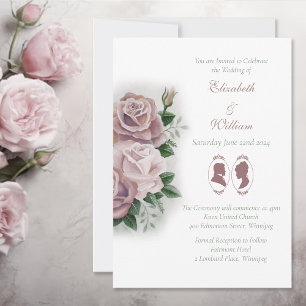 Recue Bridgerton Rosa ros Cameos Inbjudningar