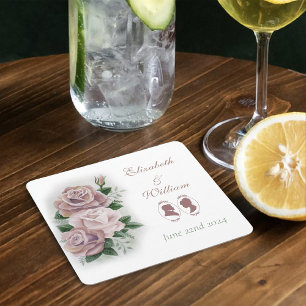 Recue Bridgerton Rosa ros Cameos Underlägg Papper Kvadrat