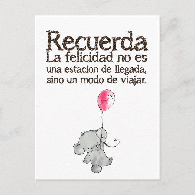 Recuerda, la Felicidad ningún es una estación Vykort (Framsida)