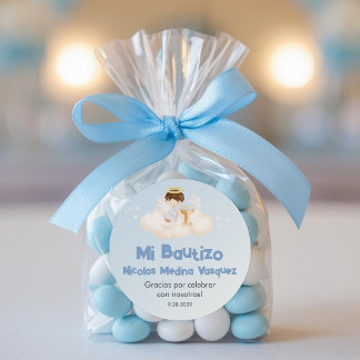 Recuerdos Bautizo Boy Angel Baptism-favoritgåvor Runt Klistermärke