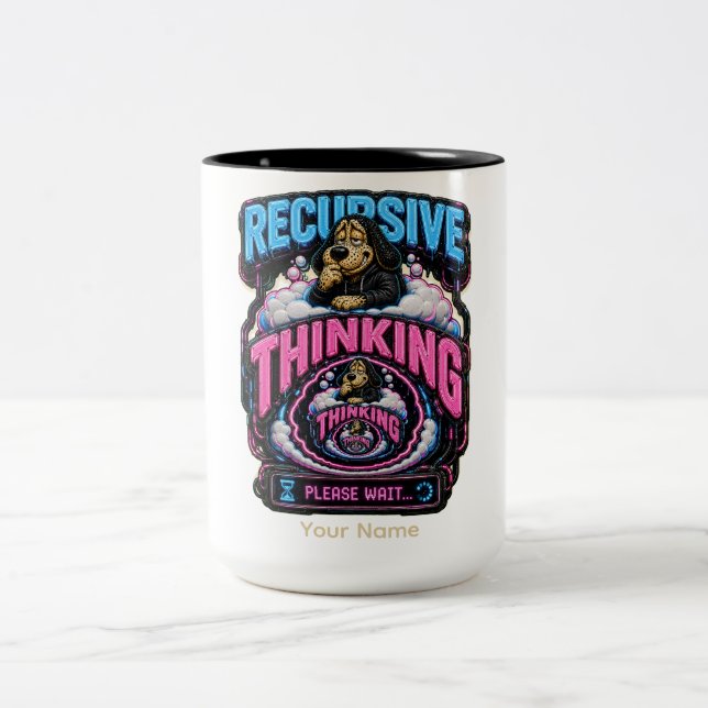 Recursive Thinking Personalized Funny Overthinking Två-Tonad Mugg (Center)