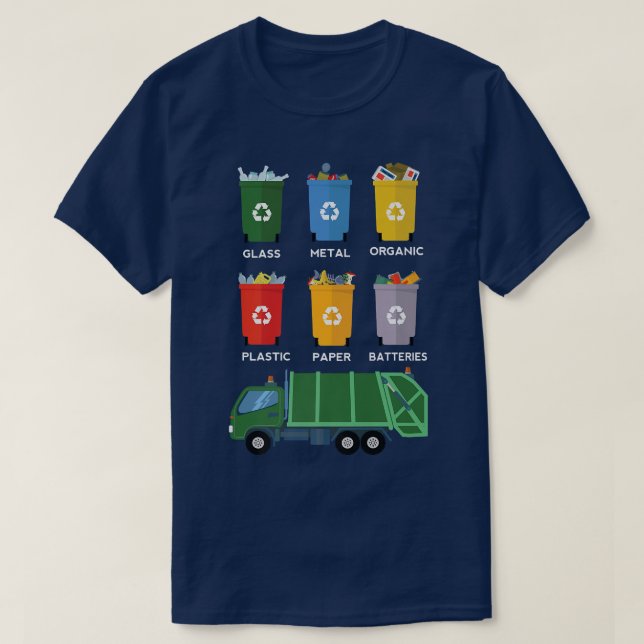 Recycle Bin Garbage Day Waste Management Garbage T Shirt (Design framsida)