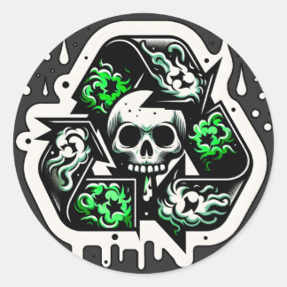 Recycling Sign Skull Graffiti Runt Klistermärke