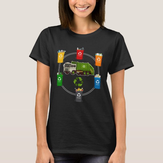 Recycling Trash Garbage Truck Environmental Awaren T Shirt (Framsida)