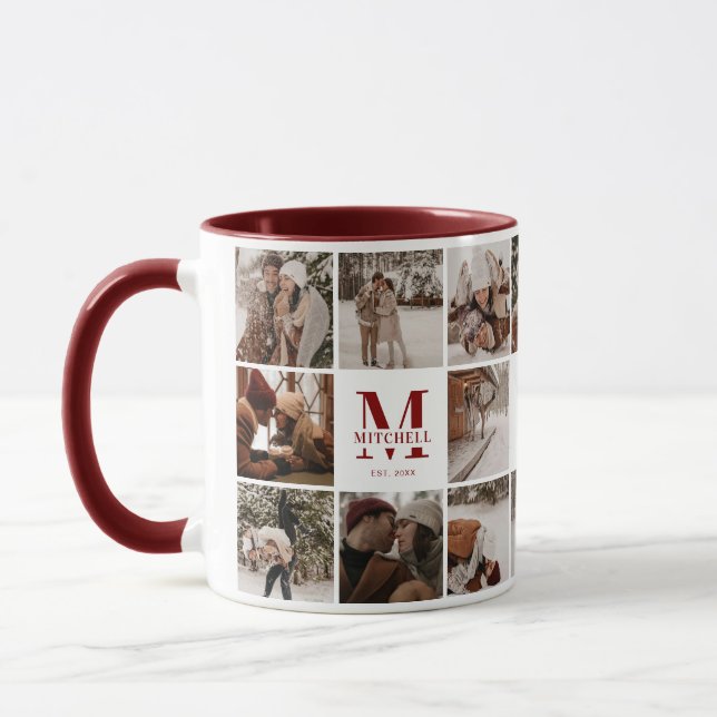 Red 18 Photo Collage Modern Family Personlig Mugg (Vänster)
