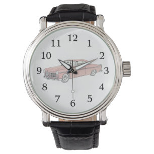 Red 1955 Chrysler 300 Illustration Wristwatch Armbandsur