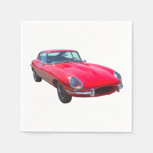Red 1964 Jaguar XKE Antique Sports Car Pappersservett