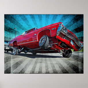 Red 1968 Lowrider Chevrolet Impala Poster