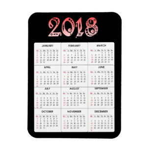 Red 2018 Calendar Magnet
