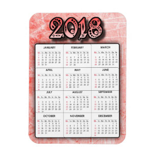 Red 2018 Calendar Refrigerator Locker Magnet