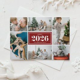 Red 2025 Gott nytt år Photo Collage Julkort