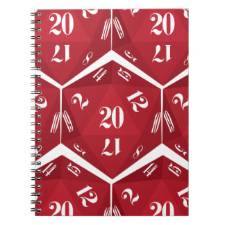 Red-20-Sided-Dice-Pattern Anteckningsbok