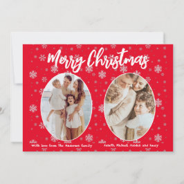 Red 2 Photo Snöflingor Cute Modern God jul Julkort