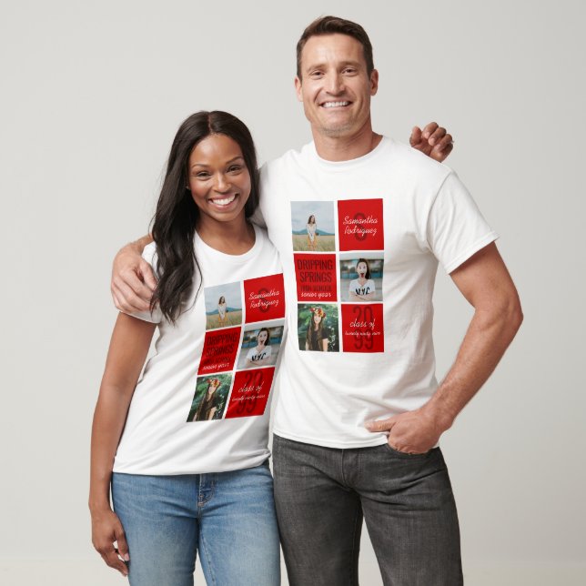 Red 3-Photo Roligt Boxes Class Year T Shirt (Unisex)