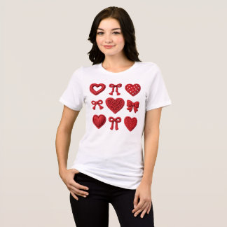 Red 3D Texture Hearts and Bows Coquette Aesthetic T Shirt