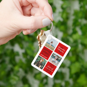 Red 4-Photo Roligt Boxes Class Year Keychain Nyckelring