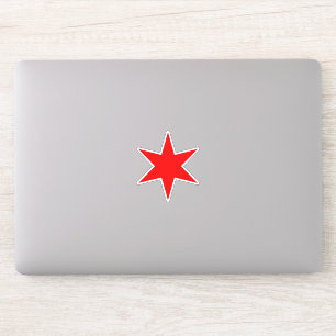 Red 6-udda Chicago Flagga Star Vinyl Sticker Klistermärken