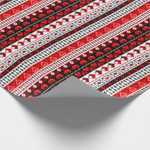 Red 8 Bit Kärlek Hearts Presentpapper