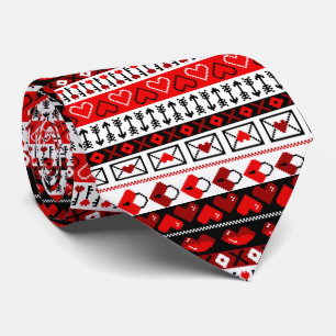 Red 8 Bit Valentines Heart Rand Mönster Slips