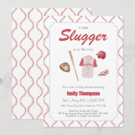 Red A Little Slugger Baby Shower-inbjudan Inbjudningar