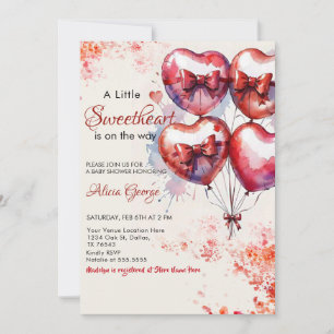 Red A Little Swehoney Balloations & bow Baby dusch Inbjudningar